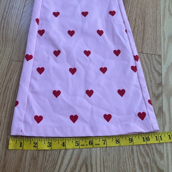 Cider small Pink Heart Pattern high rise Flared Pants. - Picture 9 of 12